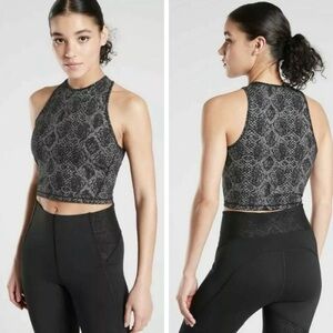 Athleta Viper Midi Tank Top Black Snake Print Reflective Size Medium Python